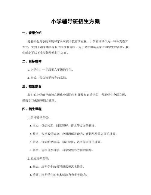 小学辅导班招生方案