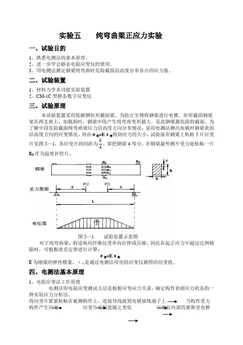 实验五    纯弯曲梁正应力实验