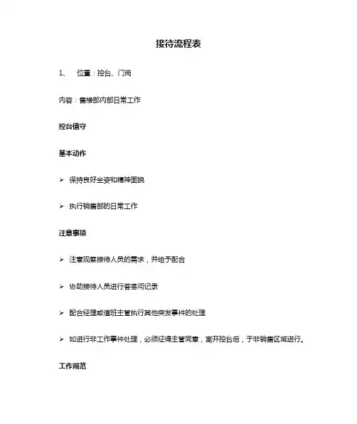 接待流程表