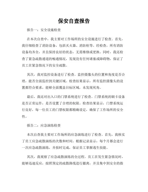 保安自查报告