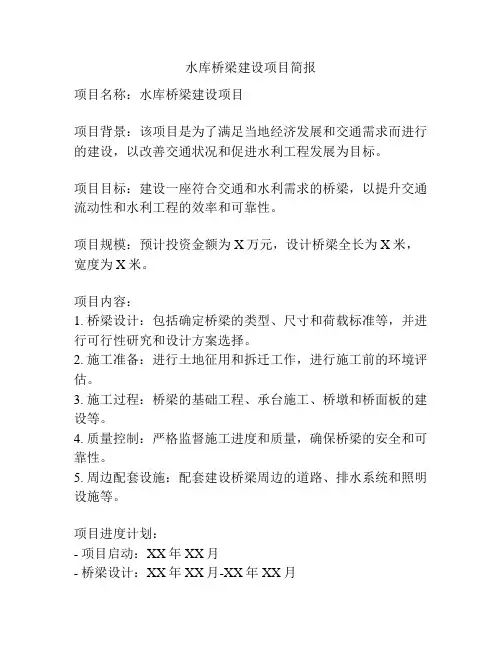水库桥梁建设项目简报