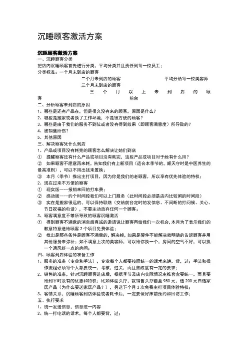 美容院沉睡顾客激活方案