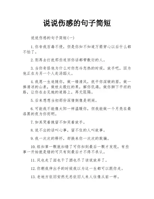 说说伤感的句子简短