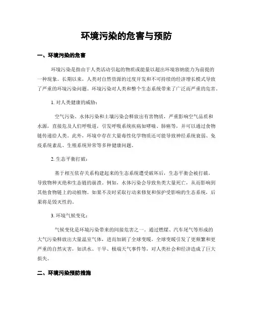 环境污染的危害与预防