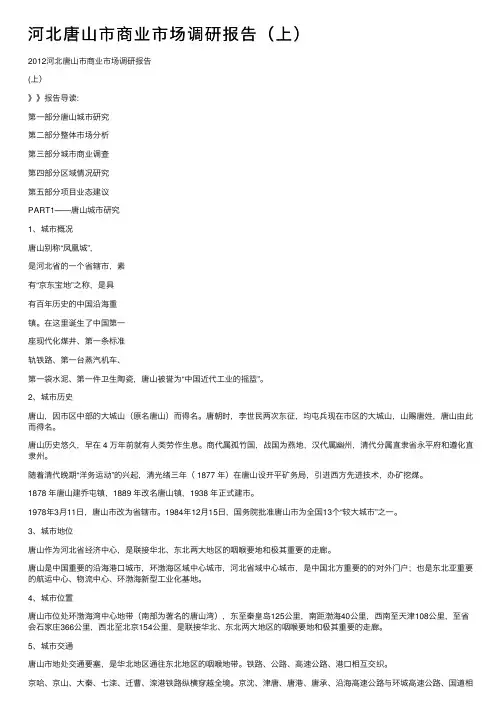 河北唐山市商业市场调研报告（上）