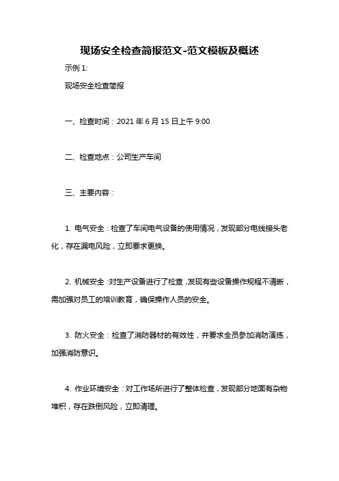 现场安全检查简报范文-概述说明以及解释