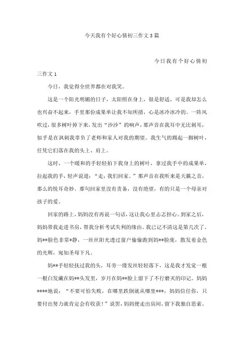 今天我有个好心情初三作文3篇