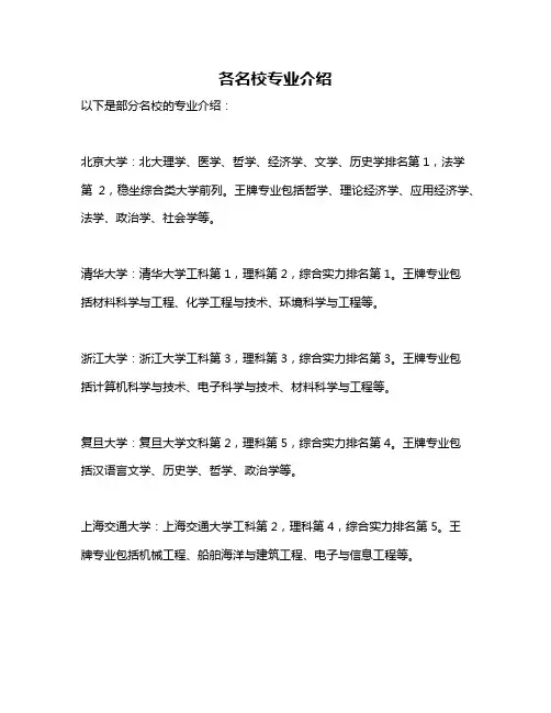 各名校专业介绍