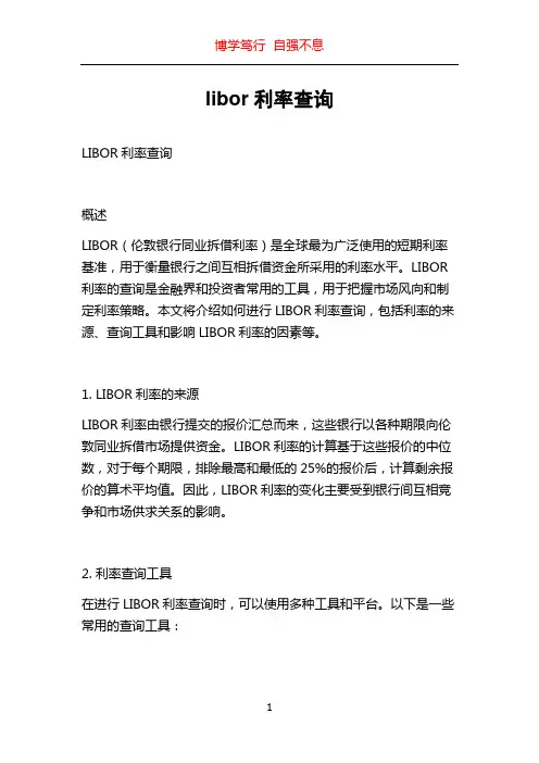 libor利率查询