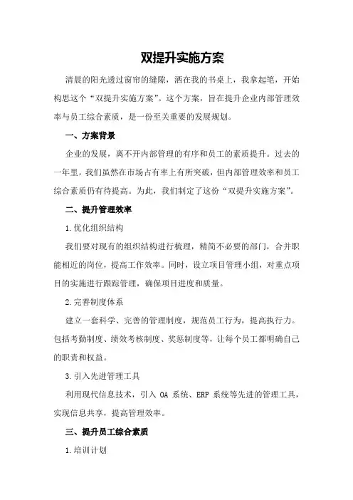双提升实施方案