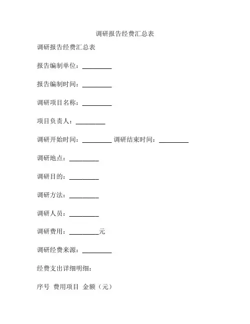 调研报告经费汇总表