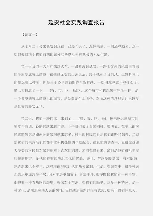 (实践报告)延安社会实践调查报告