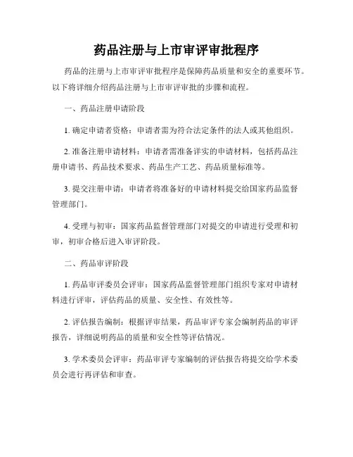 药品注册与上市审评审批程序