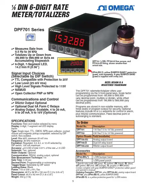 DPF701流量计总计仪说明书
