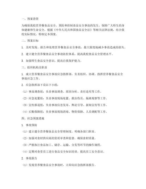 小学营养餐防控应急预案