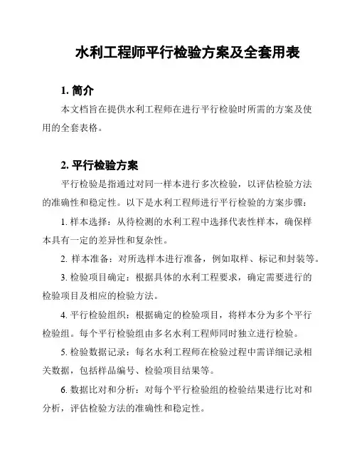水利工程师平行检验方案及全套用表