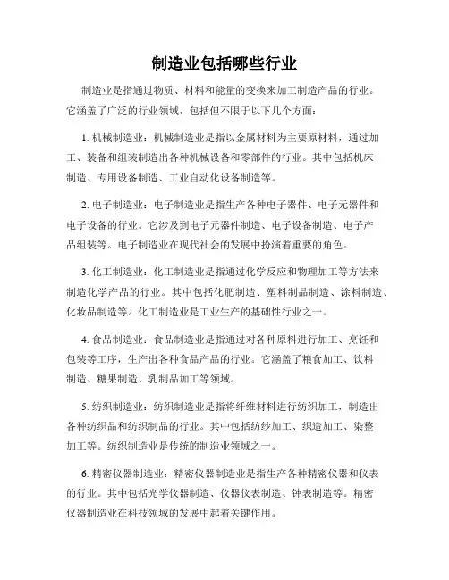 制造业包括哪些行业