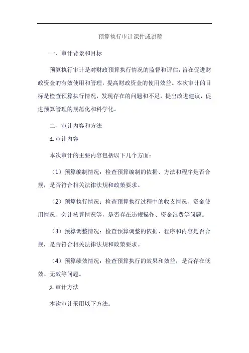 预算执行审计课件或讲稿