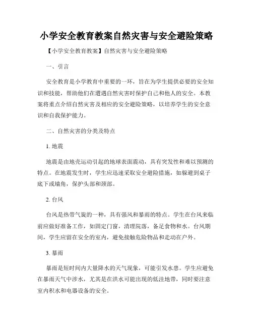 小学安全教育教案自然灾害与安全避险策略