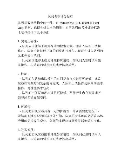 队列考核评分标准
