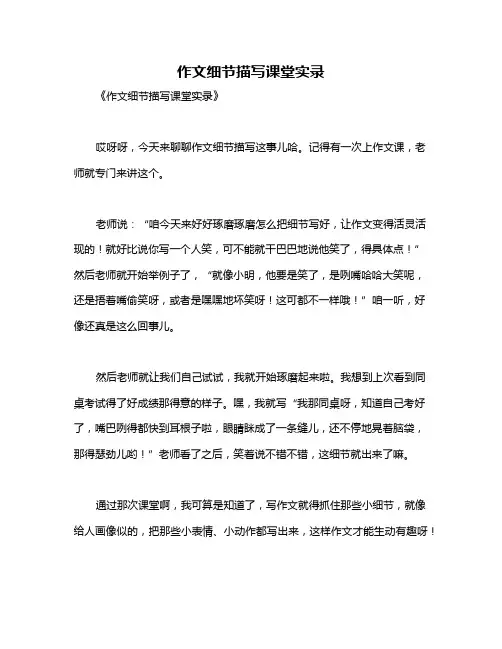 作文细节描写课堂实录
