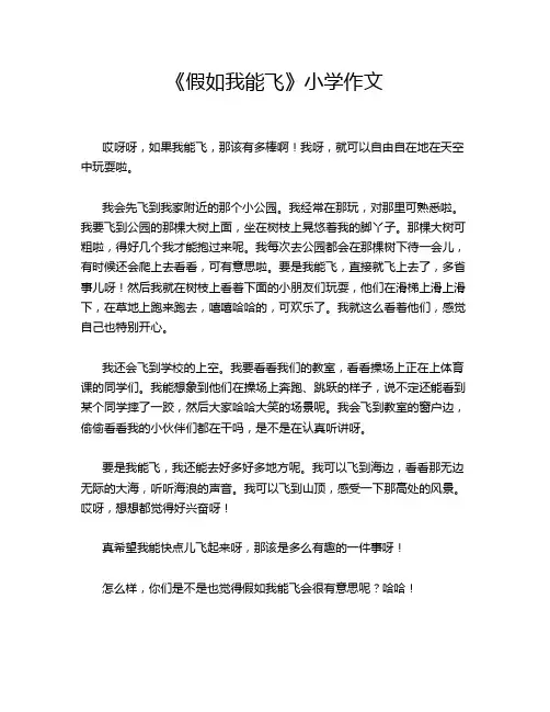 《假如我能飞》小学作文