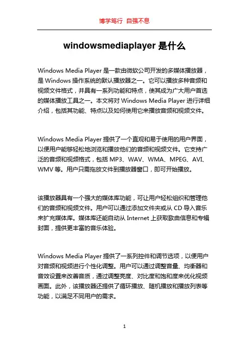 windowsmediaplayer是什么