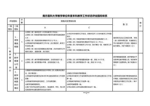 本科教学工作状态评估指标体系-南方医科大学综合信息门户