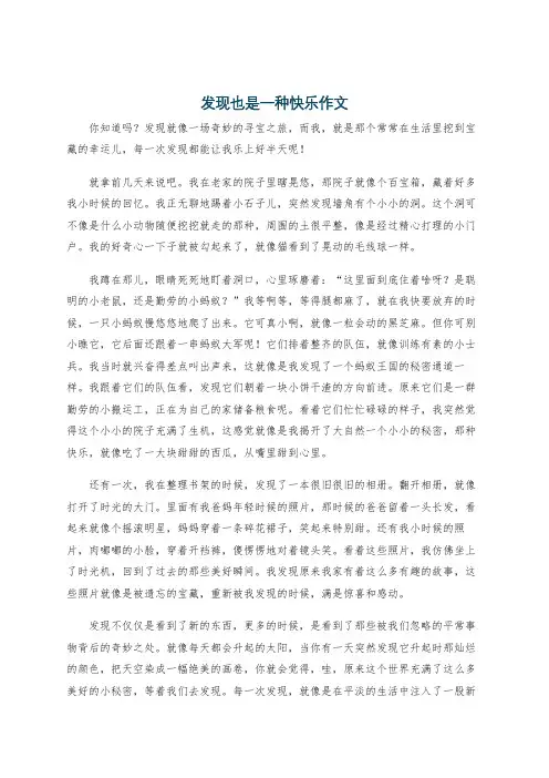 发现也是一种快乐作文