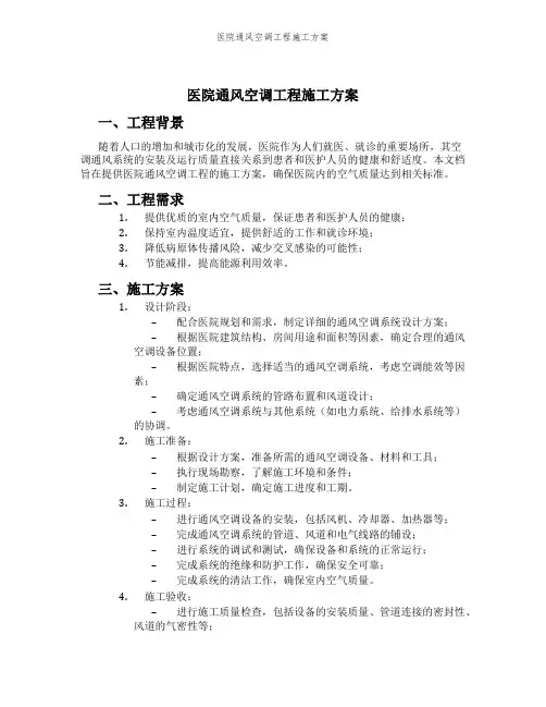 医院通风空调工程施工方案