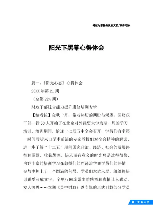 阳光下黑幕心得体会