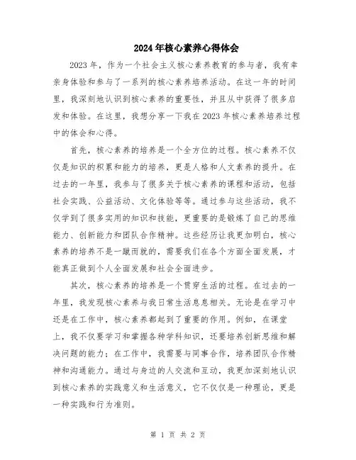 2024年核心素养心得体会