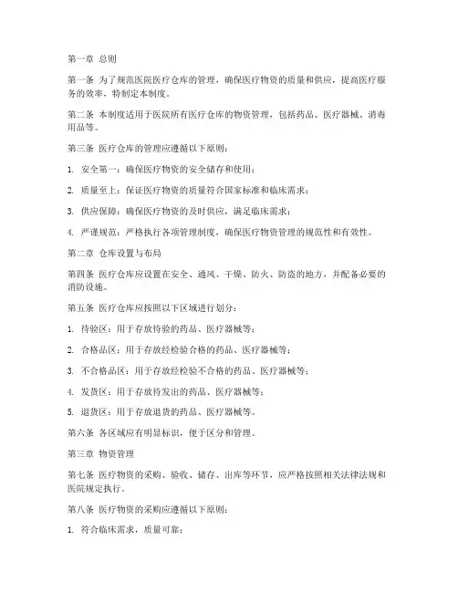 医院医疗仓库管理制度