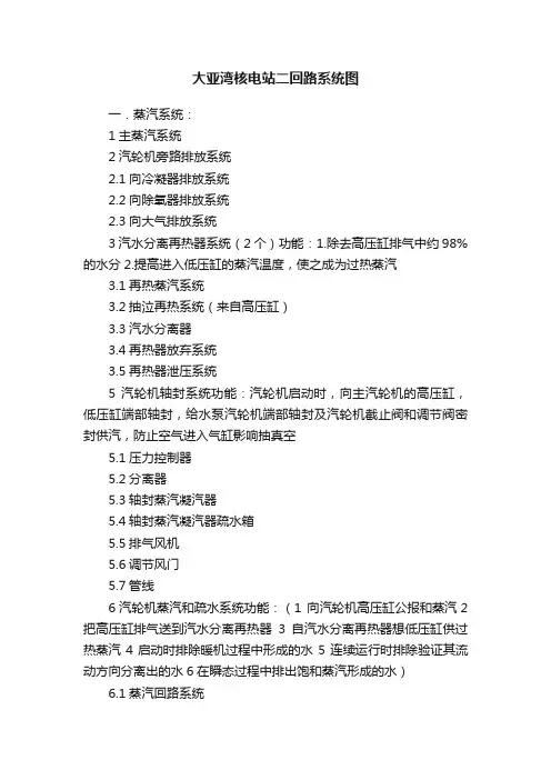 大亚湾核电站二回路系统图