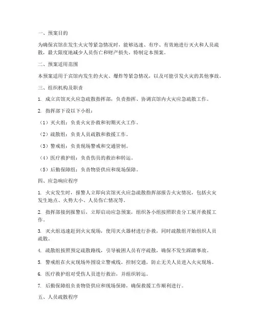宾馆灭火应急疏散预案