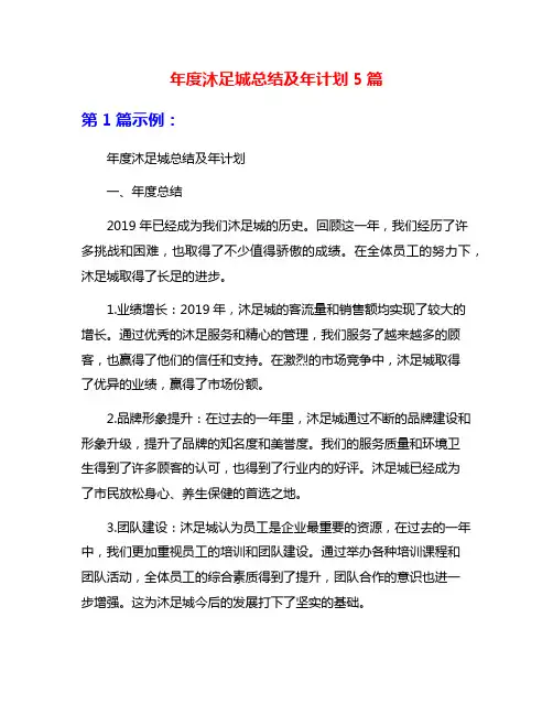 年度沐足城总结及年计划5篇