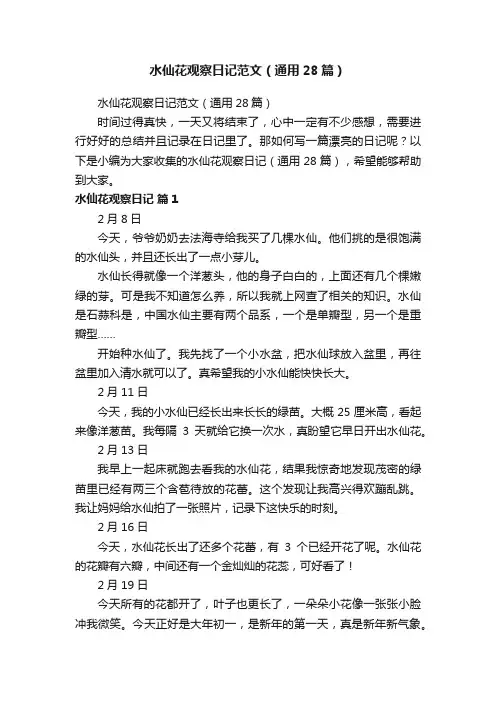 水仙花观察日记范文（通用28篇）