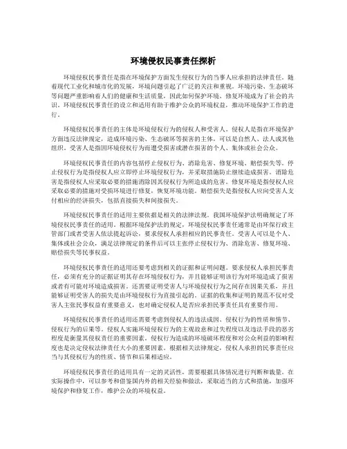 环境侵权民事责任探析