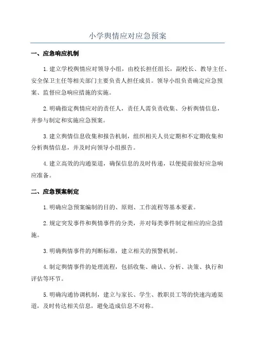 小学舆情应对应急预案
