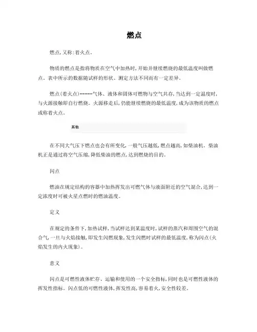 燃点、着火点、闪点