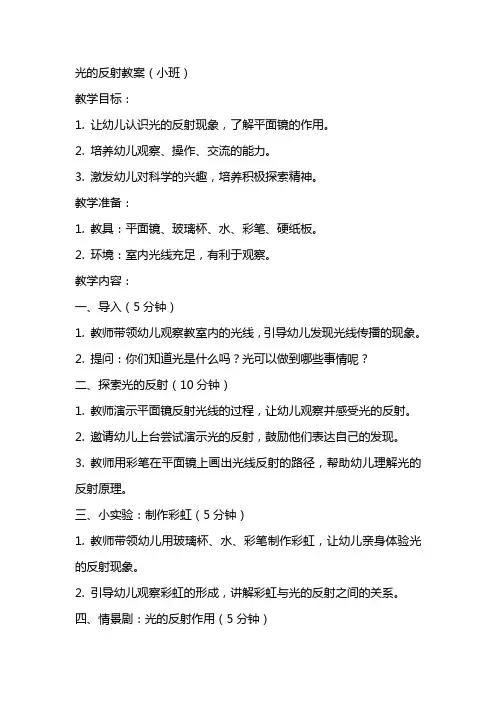 光的反射教案(小班)