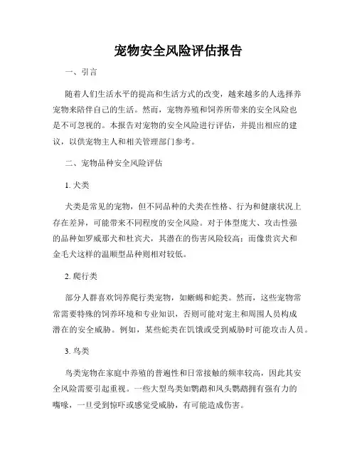 宠物安全风险评估报告