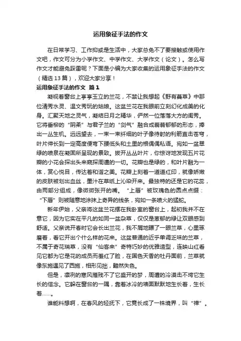 运用象征手法的作文（精选13篇）