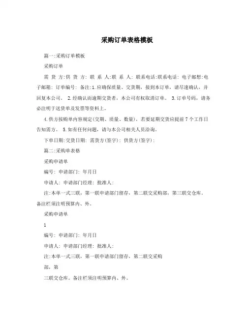 采购订单表格模板