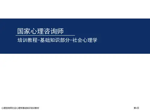 心理咨询师社会心理学基础知识培训教材