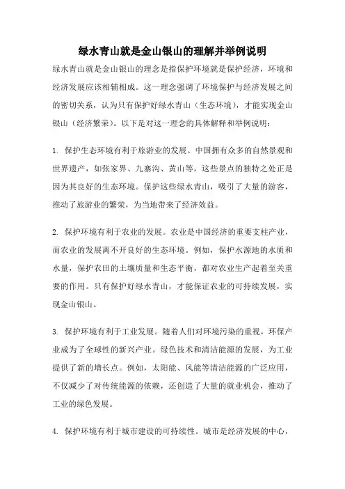 绿水青山就是金山银山的理解并举例说明