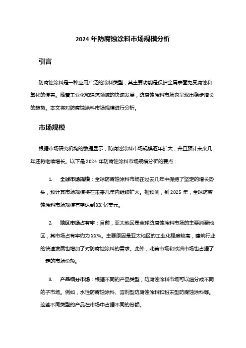 2024年防腐蚀涂料市场规模分析
