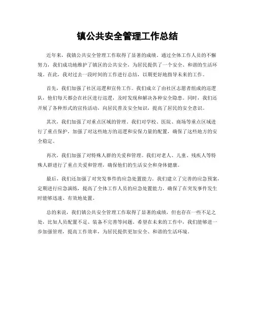 镇公共安全管理工作总结