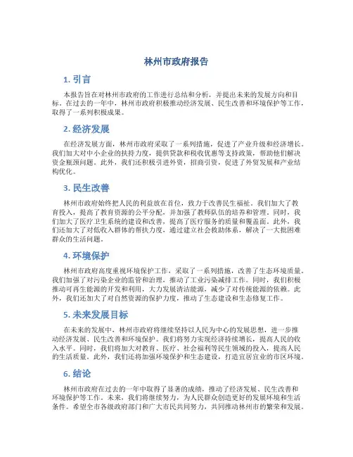 林州市政府报告