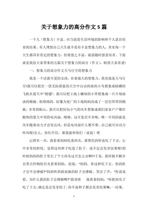 关于想象力的高分作文5篇